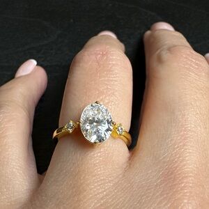 18k gold plated over sterling silver 2ct oval Moissanite ring
